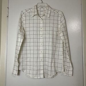 TAYLOR STITCH IVORY PLAID BUTTON DOWN MEN COLLAR SHIRT SIZE MEDIUM